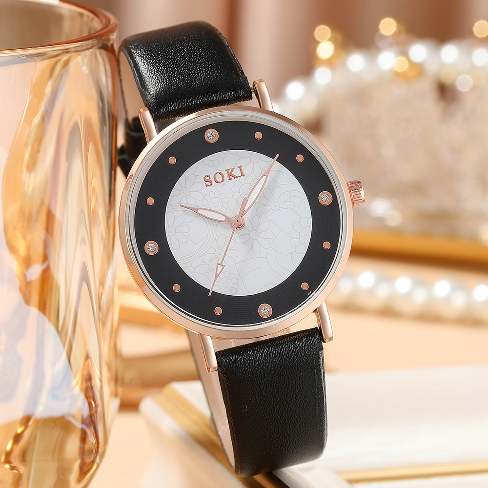 Elegant Flower Buckle Quartz Womenu0027s Watches