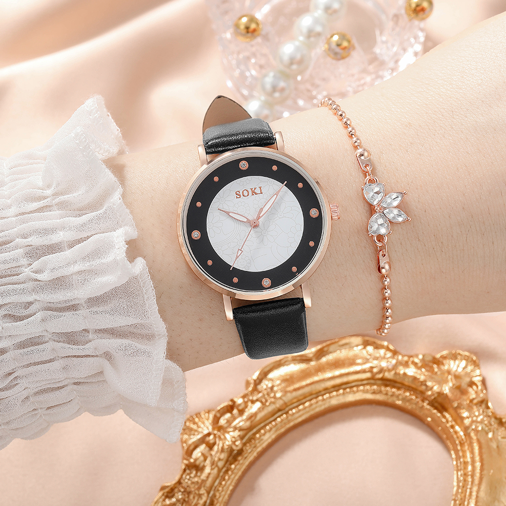 Elegant Flower Buckle Quartz Womenu0027s Watches