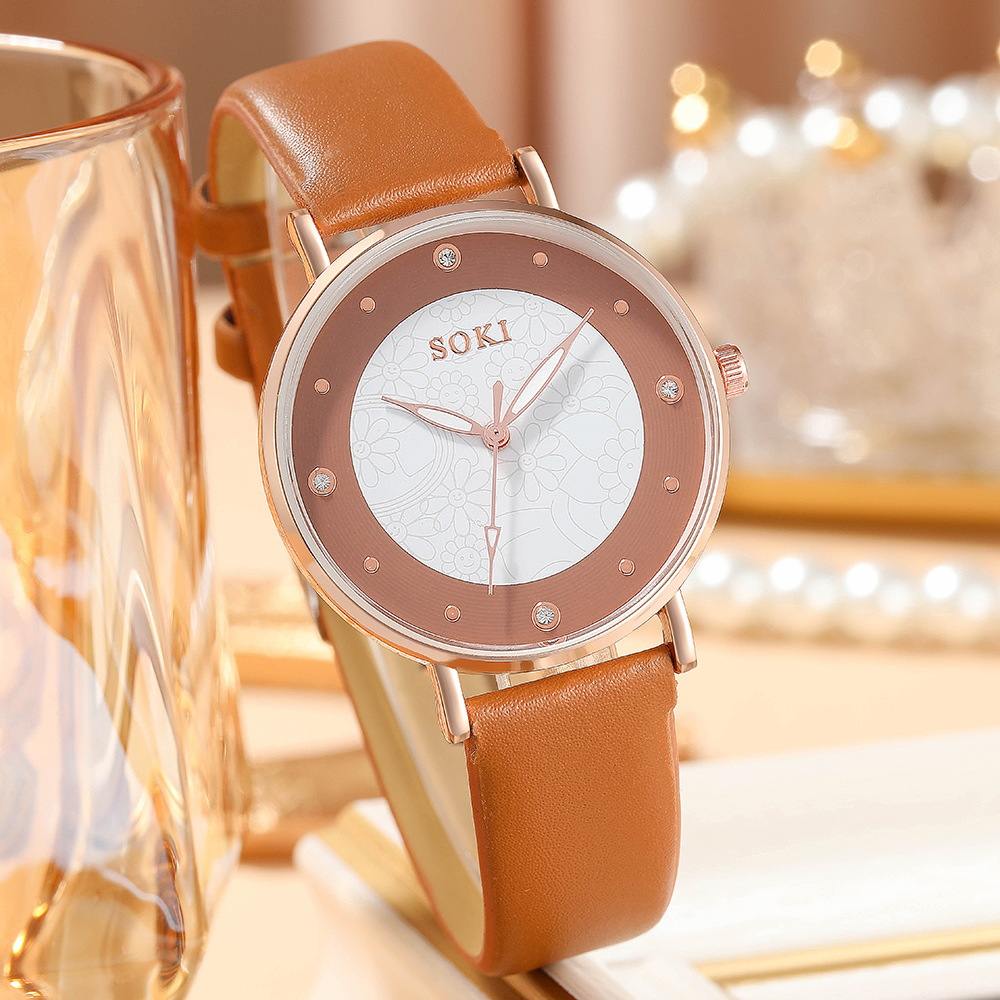 Elegant Flower Buckle Quartz Womenu0027s Watches