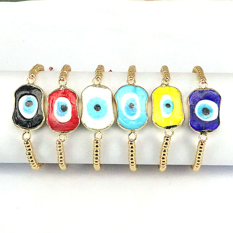 Ethnic Style Irregular Devilu0027S Eye glass rope Copper Beaded Knitting Bracelets 1 Piece