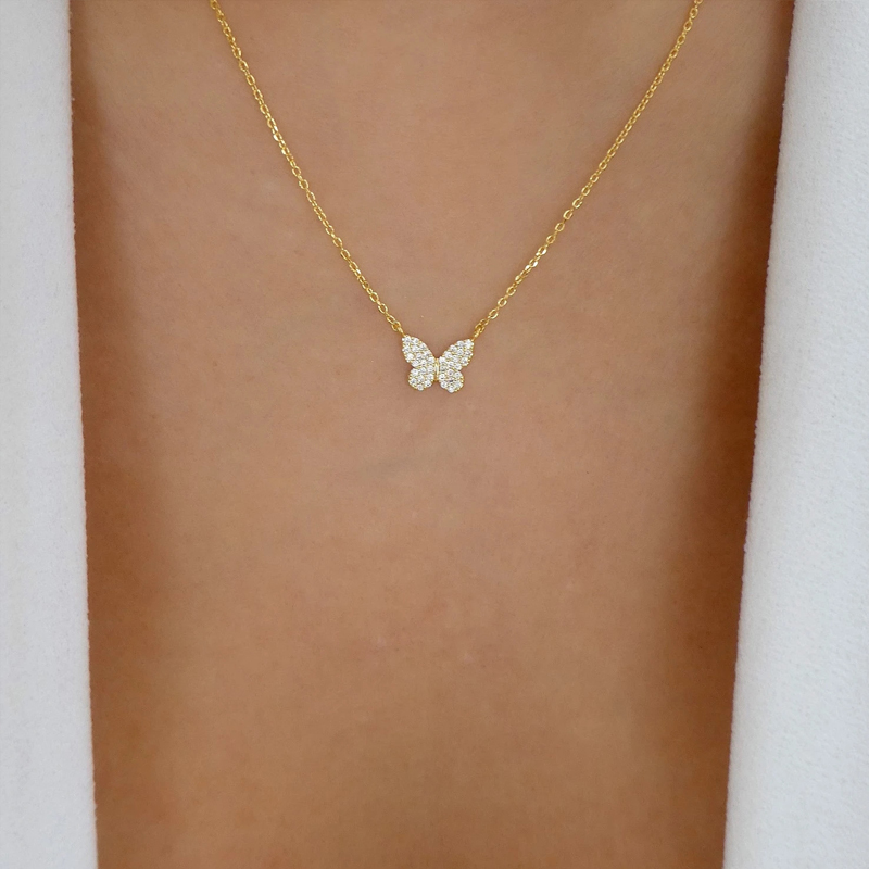 Fashion Butterfly Alloy Inlay Rhinestones Womenu0027S Necklace 1 Piece