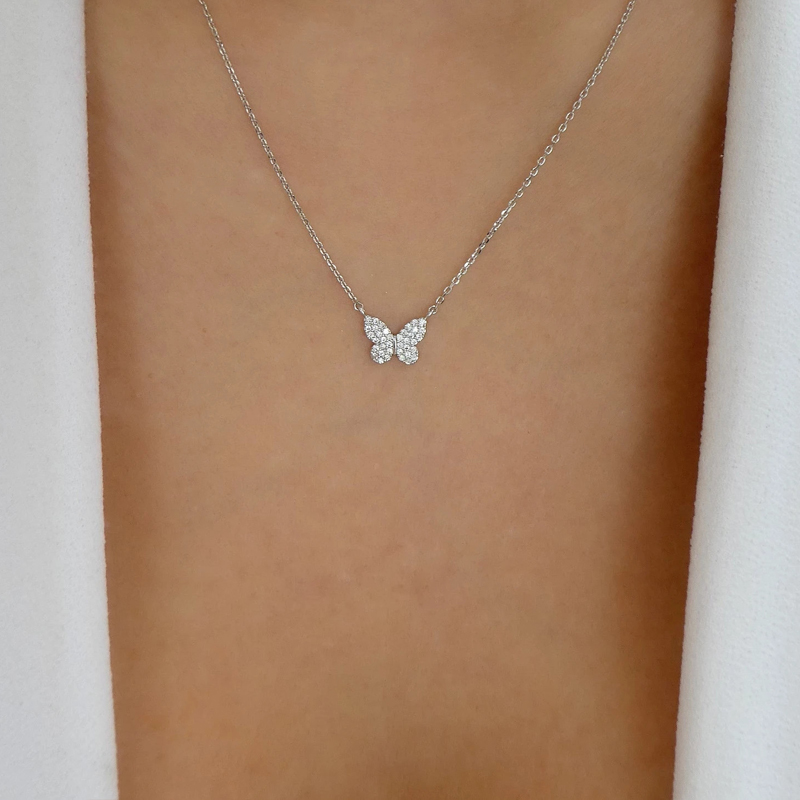 Fashion Butterfly Alloy Inlay Rhinestones Womenu0027S Necklace 1 Piece