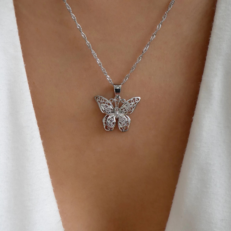 Fashion Butterfly Bow Knot Alloy Inlay Artificial Pearls Rhinestones Womenu0027S Necklace