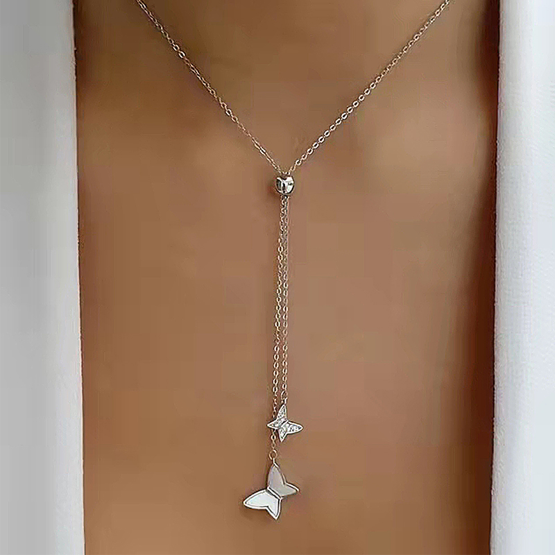 Fashion Butterfly Bow Knot Alloy Inlay Artificial Pearls Rhinestones Womenu0027S Necklace