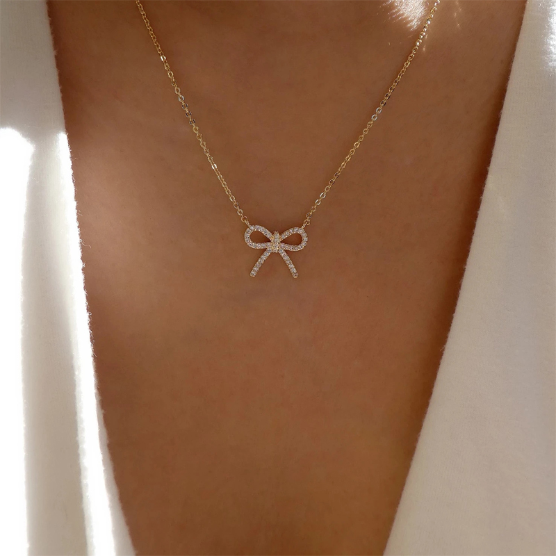 Fashion Butterfly Bow Knot Alloy Inlay Artificial Pearls Rhinestones Womenu0027S Necklace