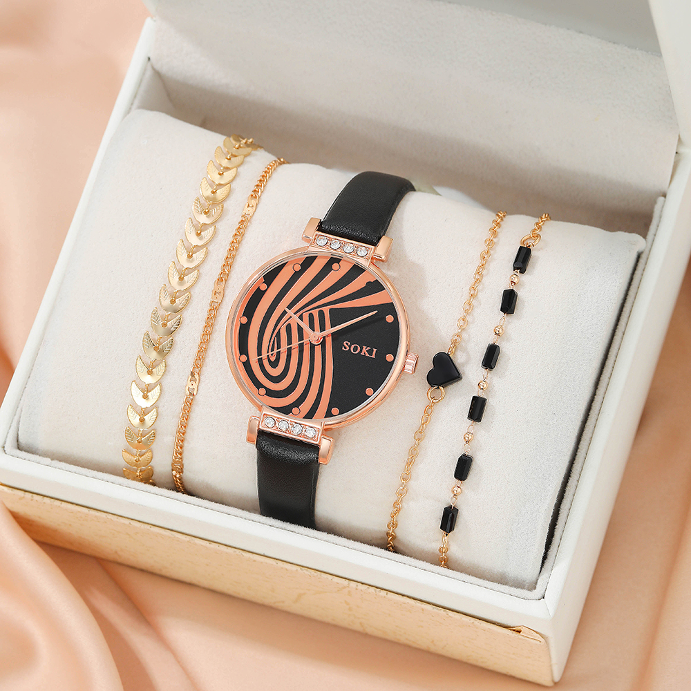 Elegant Stripe Buckle Quartz Womenu0027s Watches