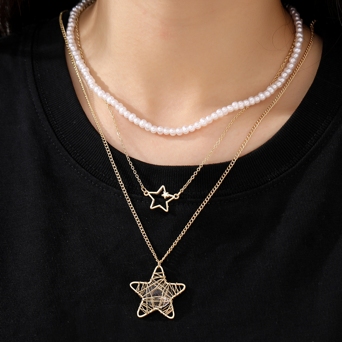 Fashion Star Alloy Plating Womenu0027S Layered Necklaces