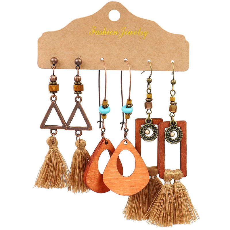 Ethnic Style Geometric Alloy Tassel Womenu0027S Ear hook 3 Pairs