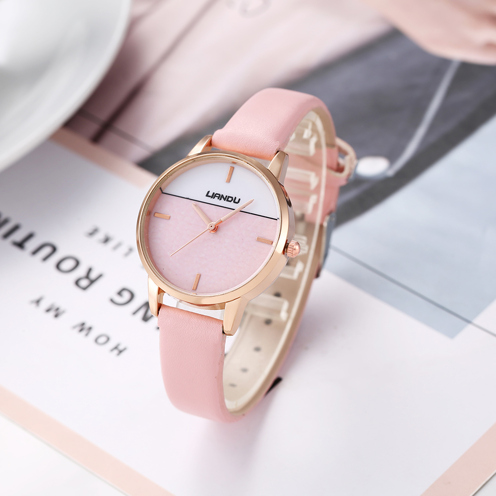 Elegant Solid Color Buckle Quartz Womenu0027s Watches
