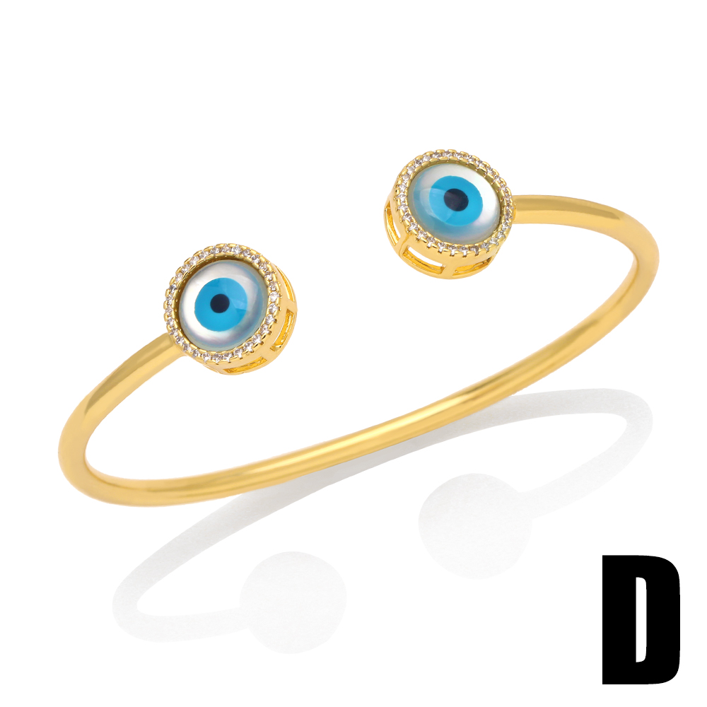 Fashion Devilu0027S Eye Hand Of Fatima Copper Gold Plated Zircon Bangle 1 Piece