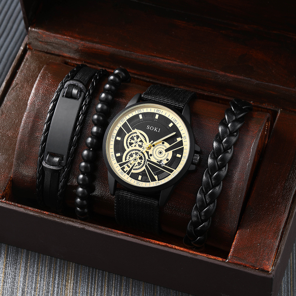Simple Style Solid Color Buckle Quartz Menu0027s Watches