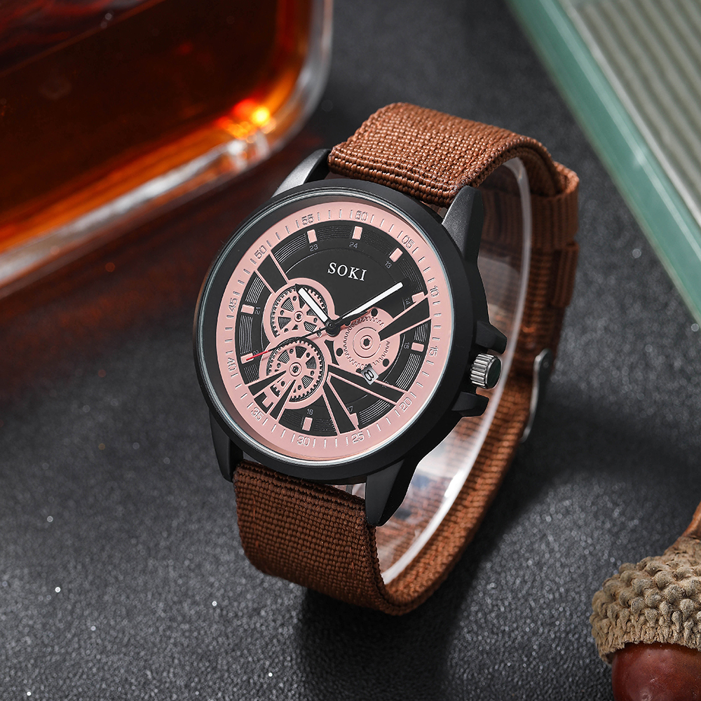 Simple Style Solid Color Buckle Quartz Menu0027s Watches