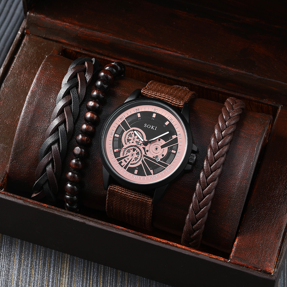 Simple Style Solid Color Buckle Quartz Menu0027s Watches