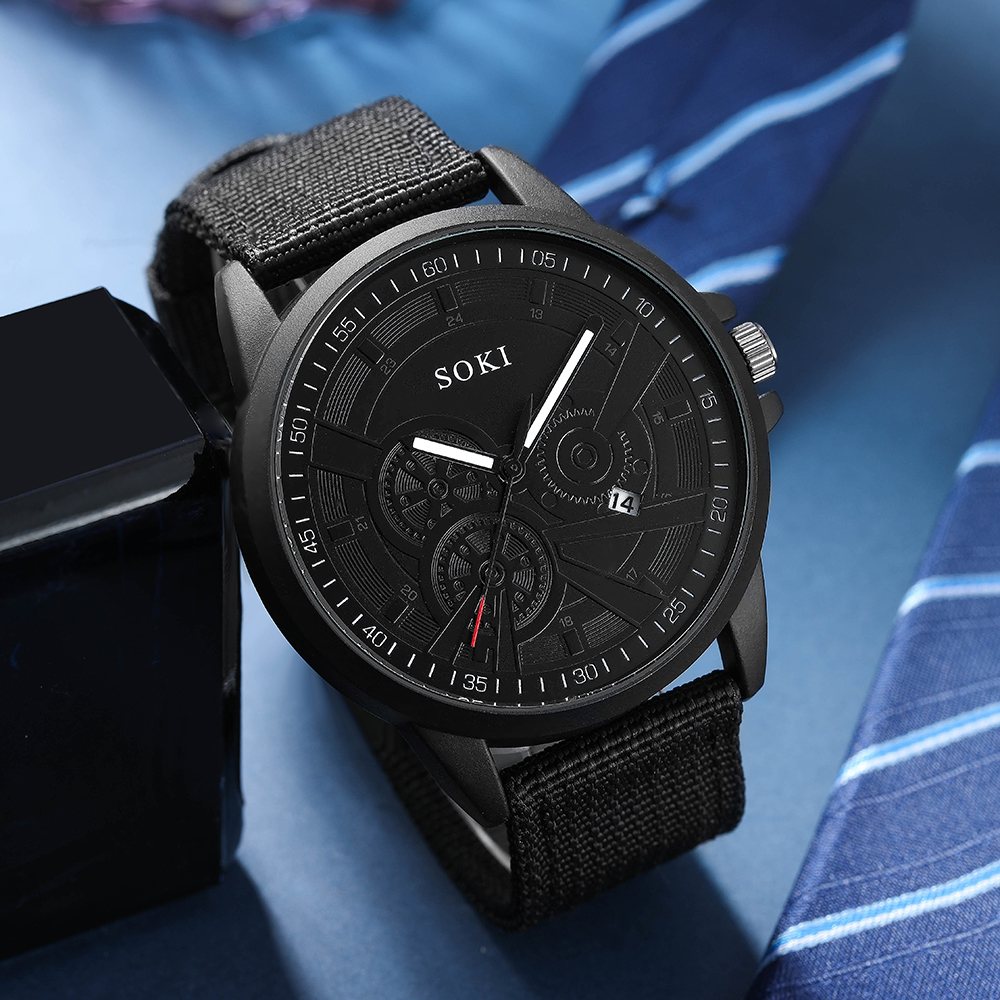 Simple Style Solid Color Buckle Quartz Menu0027s Watches