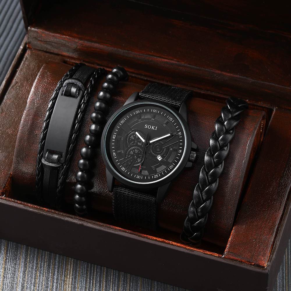 Simple Style Solid Color Buckle Quartz Menu0027s Watches