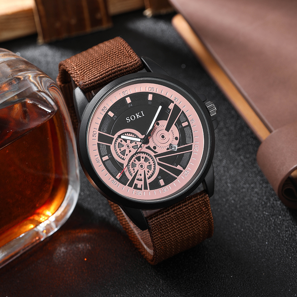 Simple Style Solid Color Buckle Quartz Menu0027s Watches