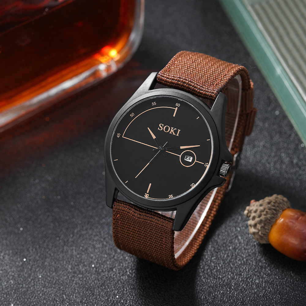 Simple Style Solid Color Buckle Quartz Menu0027s Watches
