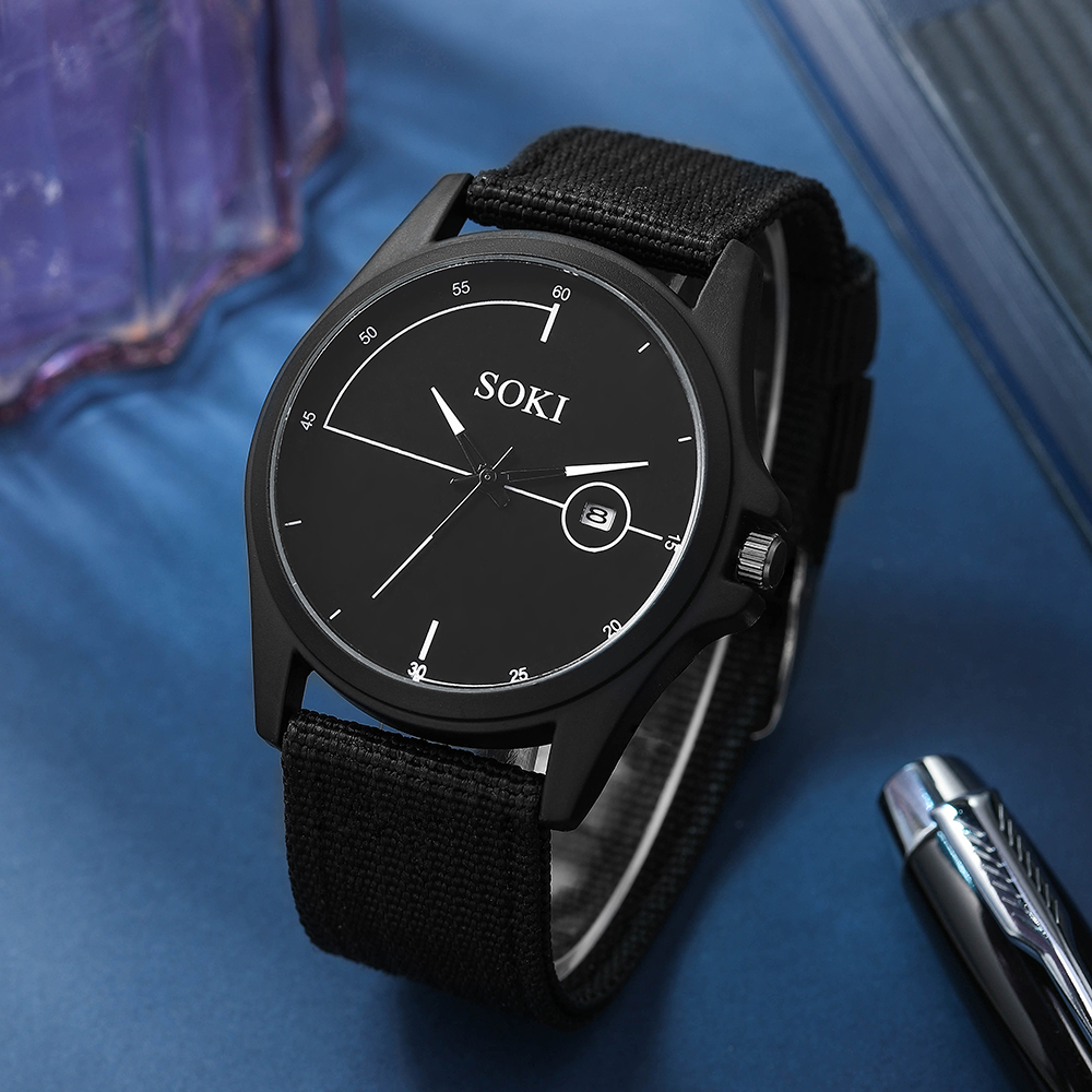 Simple Style Solid Color Buckle Quartz Menu0027s Watches