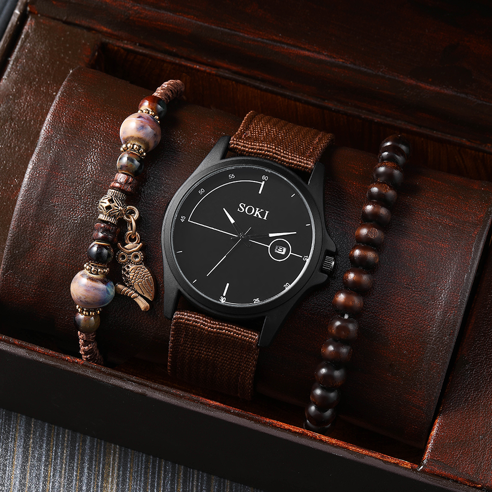 Simple Style Solid Color Buckle Quartz Menu0027s Watches