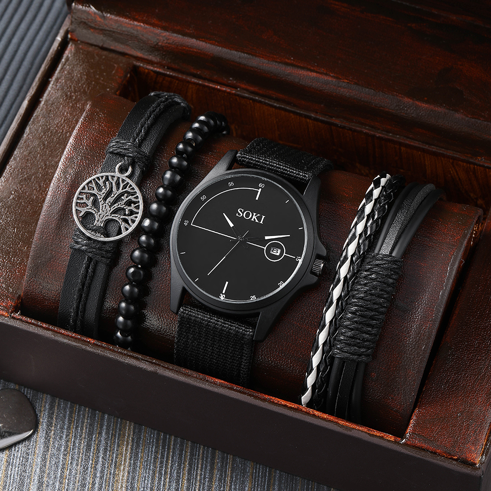 Simple Style Solid Color Buckle Quartz Menu0027s Watches