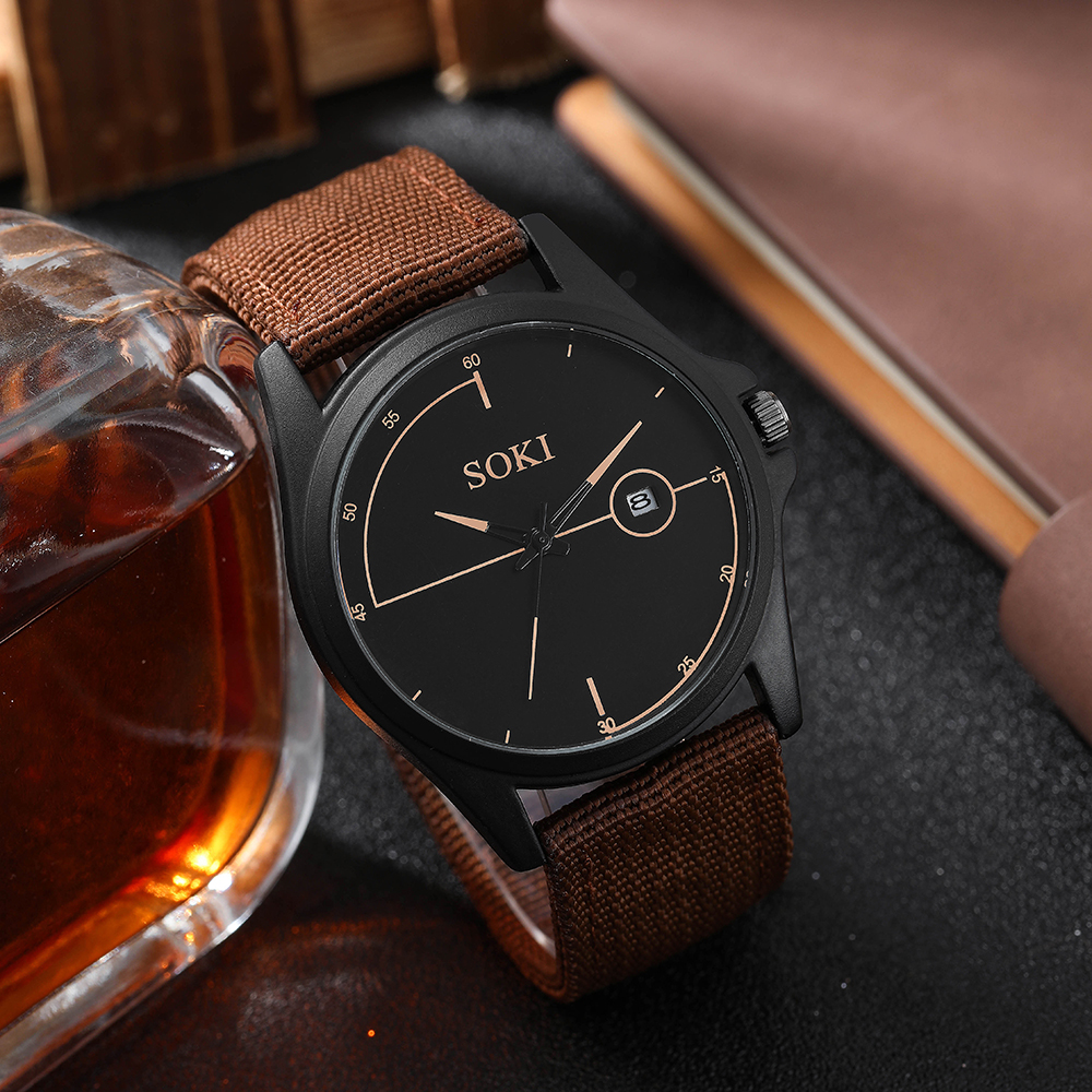 Simple Style Solid Color Buckle Quartz Menu0027s Watches