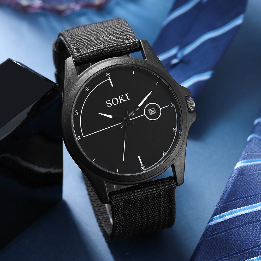 Simple Style Solid Color Buckle Quartz Menu0027s Watches