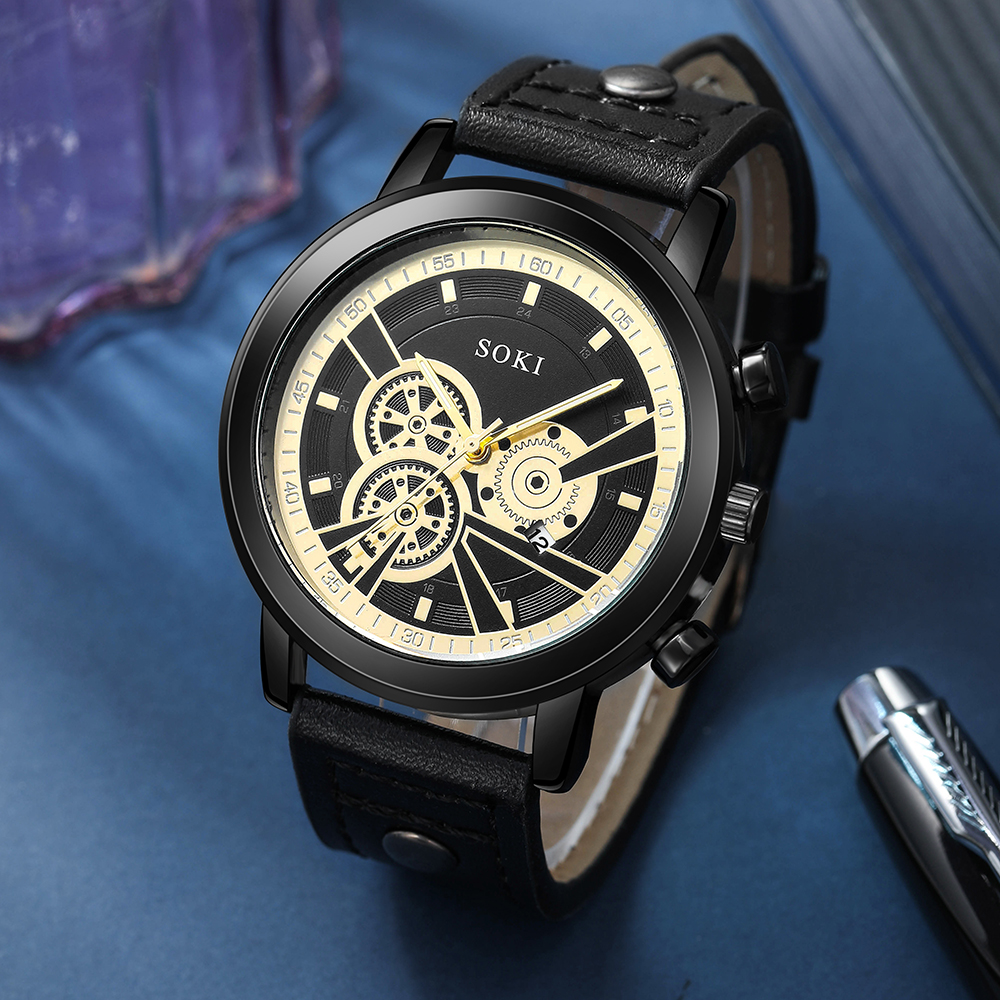 Fashion Solid Color Buckle Quartz Menu0027s Watches