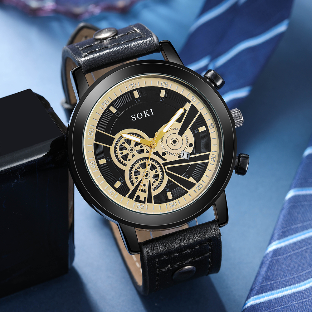 Fashion Solid Color Buckle Quartz Menu0027s Watches