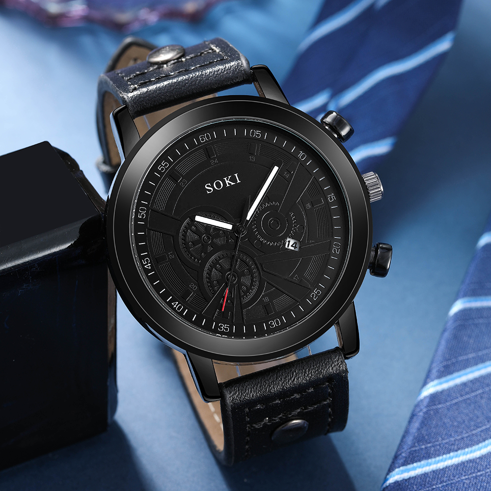 Fashion Solid Color Buckle Quartz Menu0027s Watches