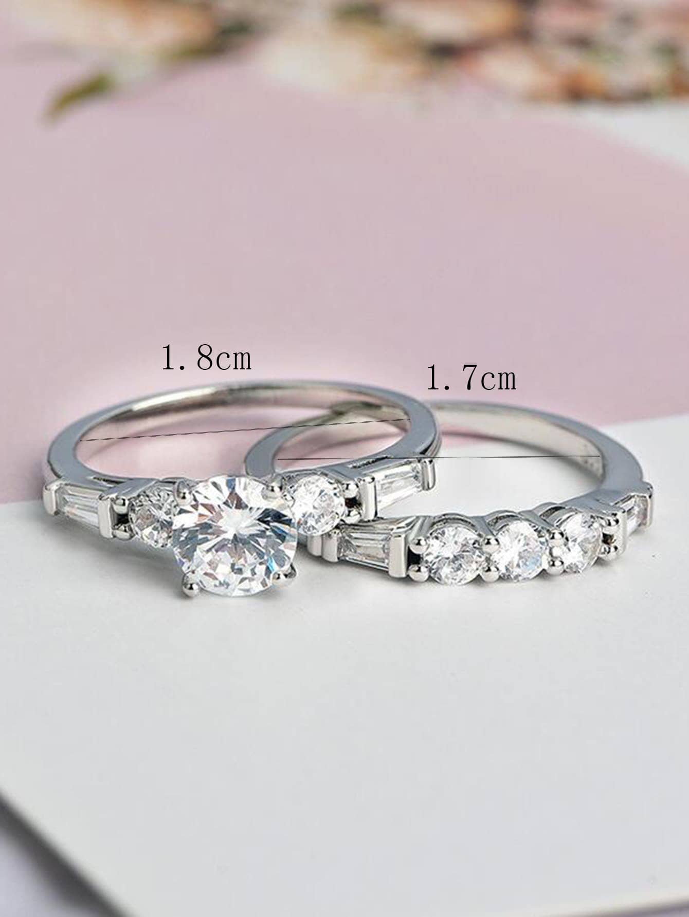 Fashion Geometric Alloy Inlay Zircon Menu0027S Rings 2 Piece Set
