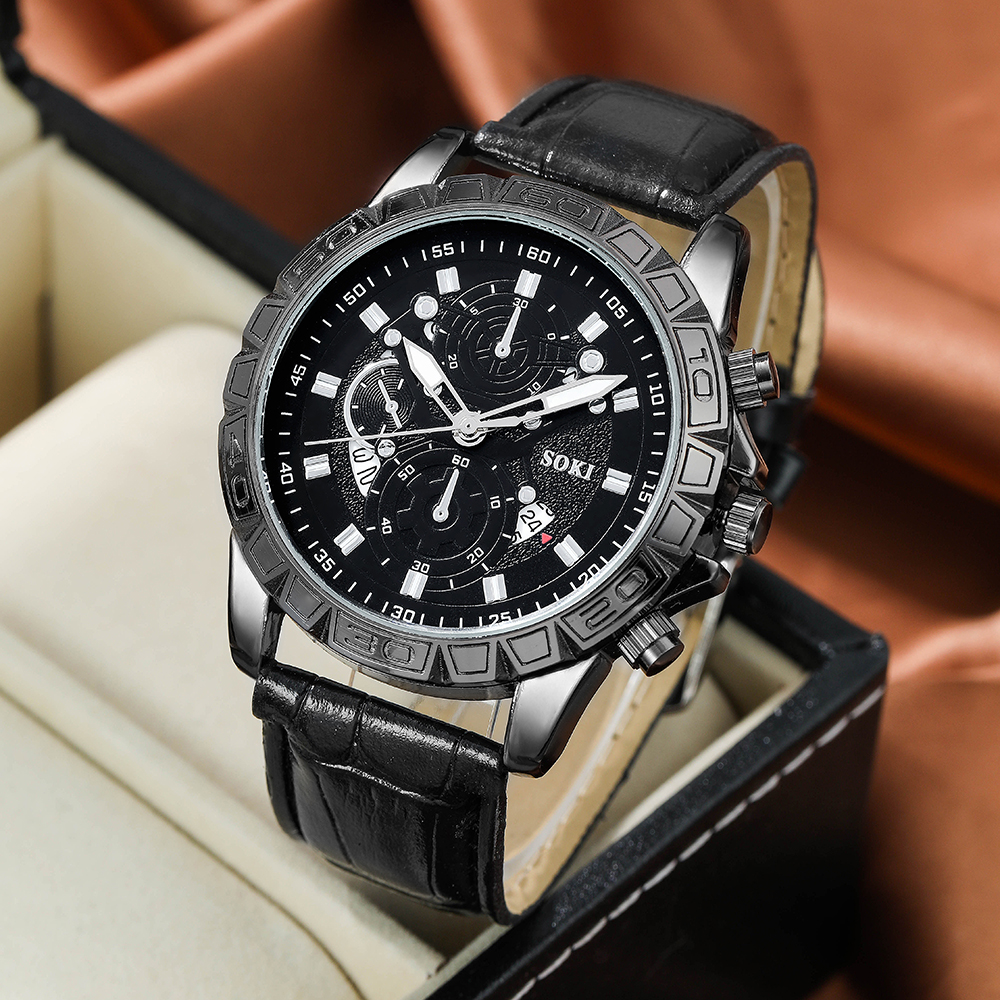 Fashion Solid Color Buckle Quartz Menu0027s Watches