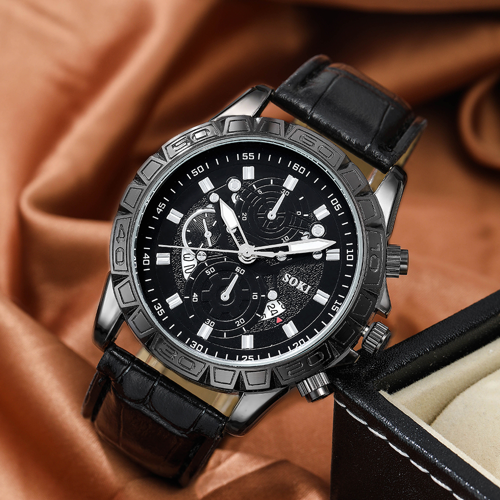 Fashion Solid Color Buckle Quartz Menu0027s Watches