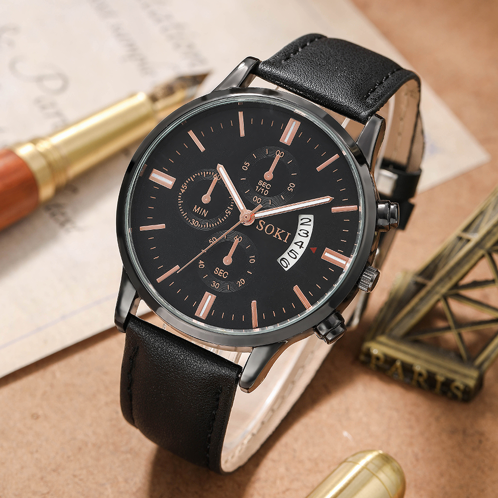 Fashion Round Buckle Quartz Menu0027s Watches