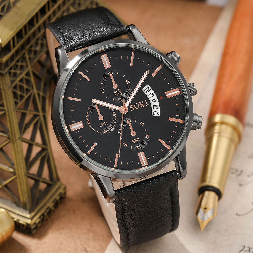 Fashion Round Buckle Quartz Menu0027s Watches
