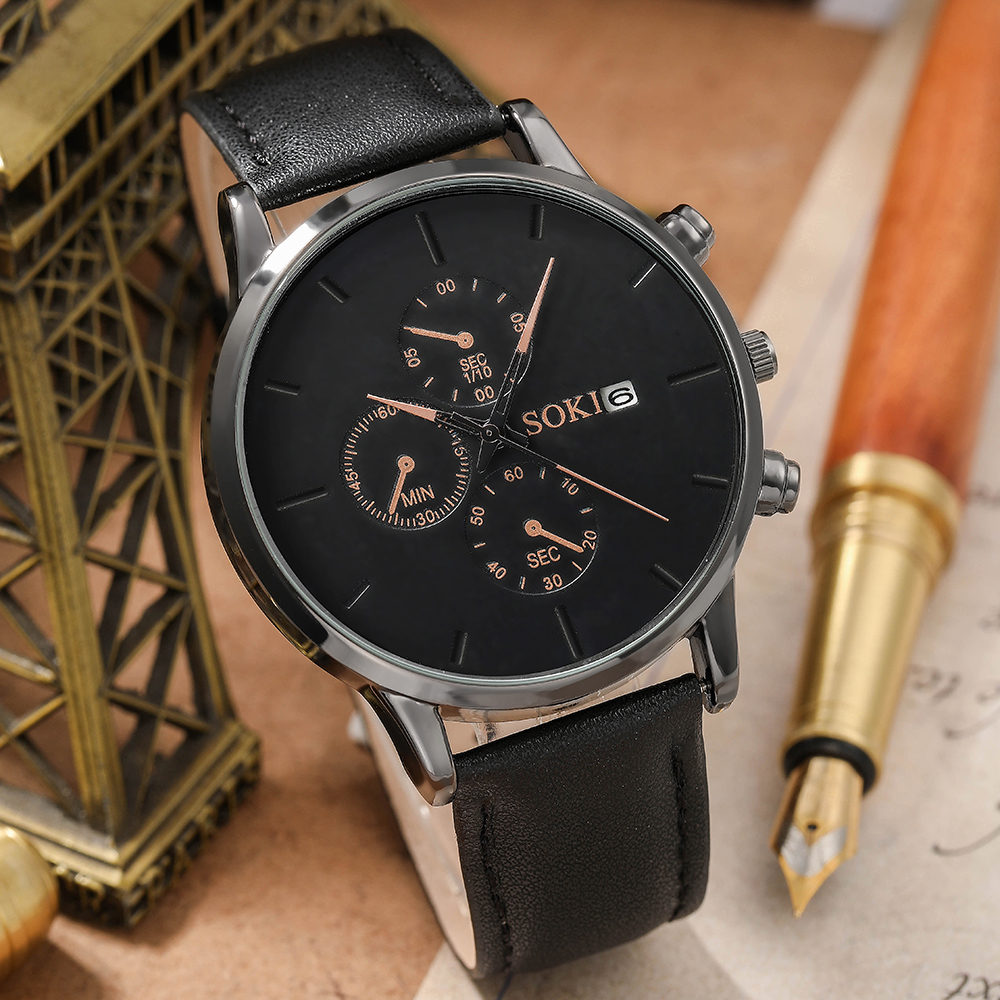 Fashion Round Buckle Quartz Menu0027s Watches