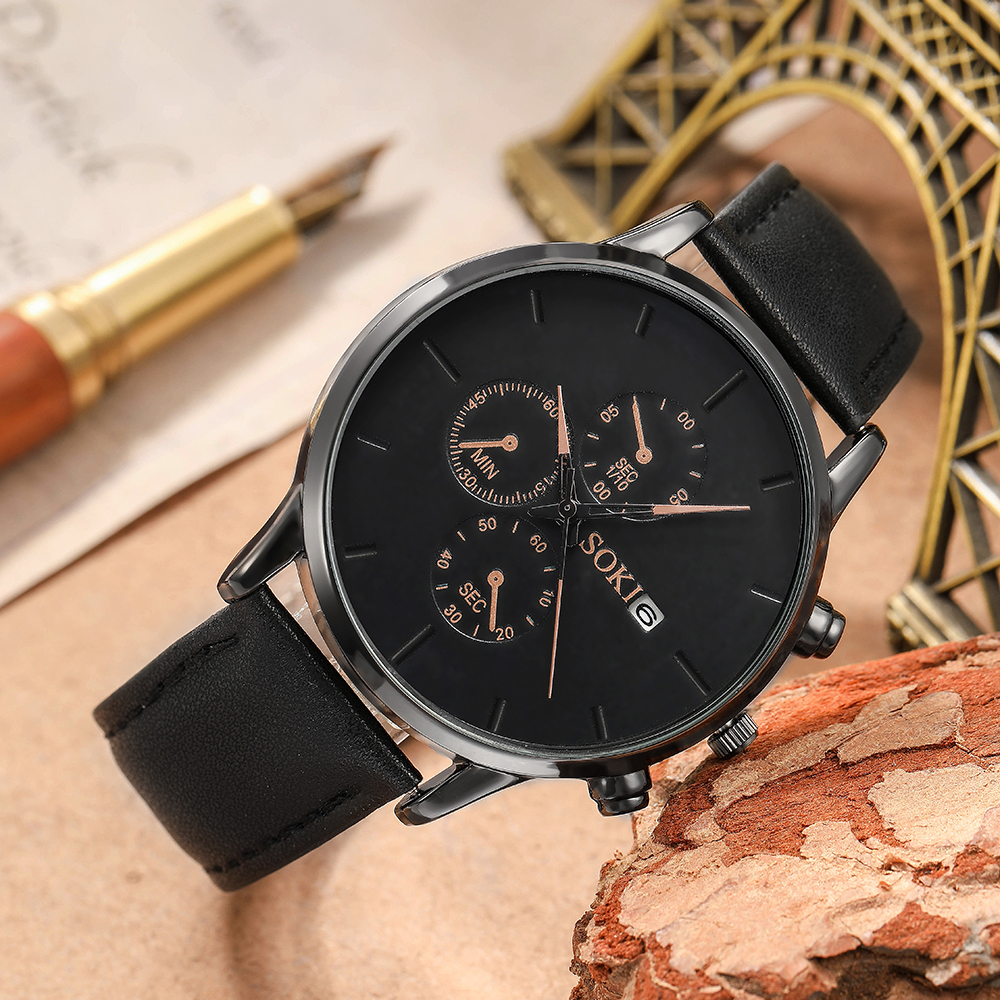 Fashion Round Buckle Quartz Menu0027s Watches