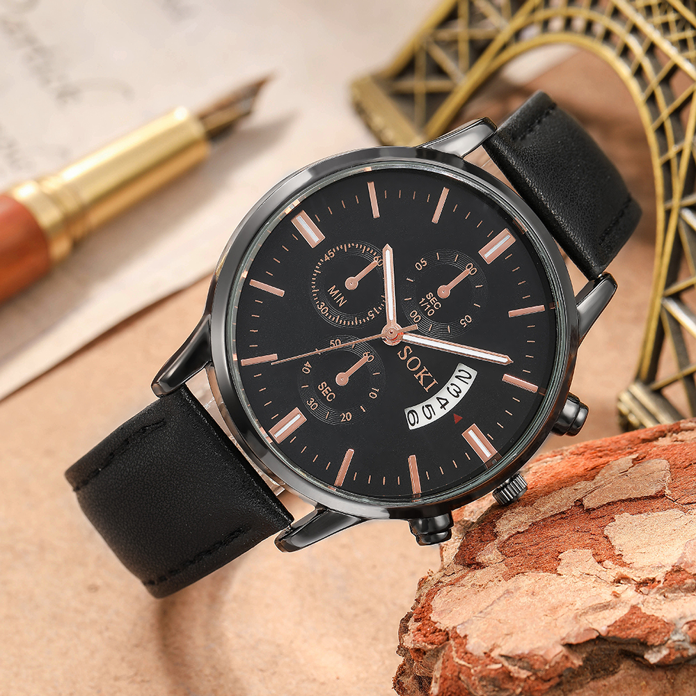 Fashion Round Buckle Quartz Menu0027s Watches