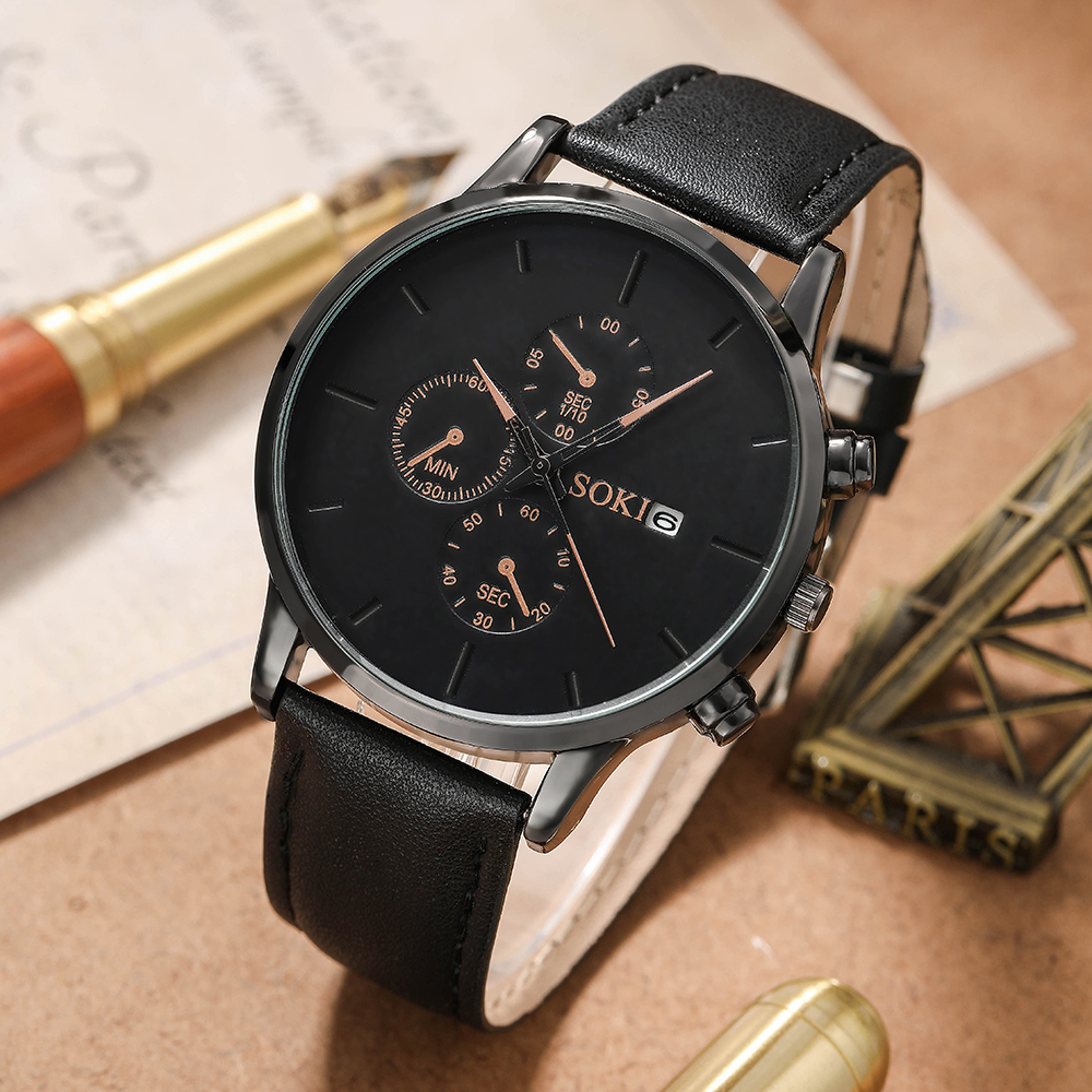Fashion Round Buckle Quartz Menu0027s Watches