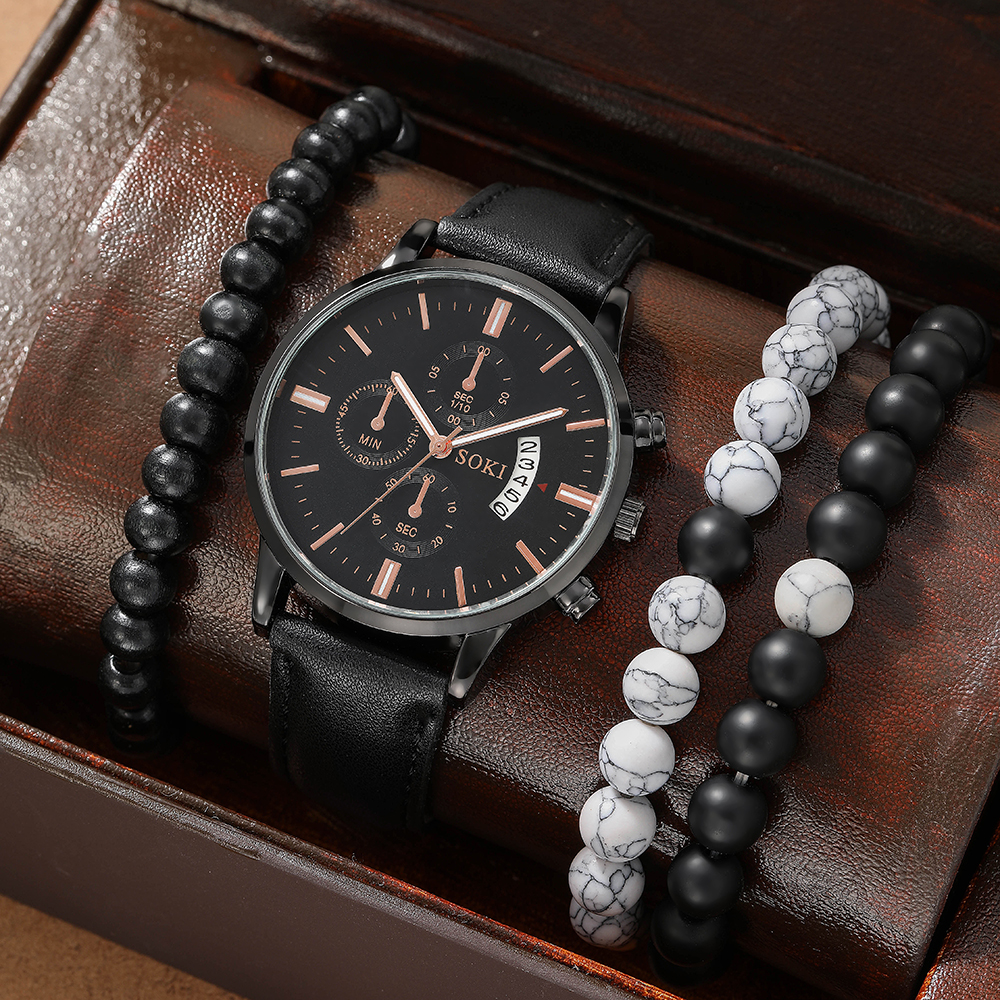 Fashion Round Buckle Quartz Menu0027s Watches