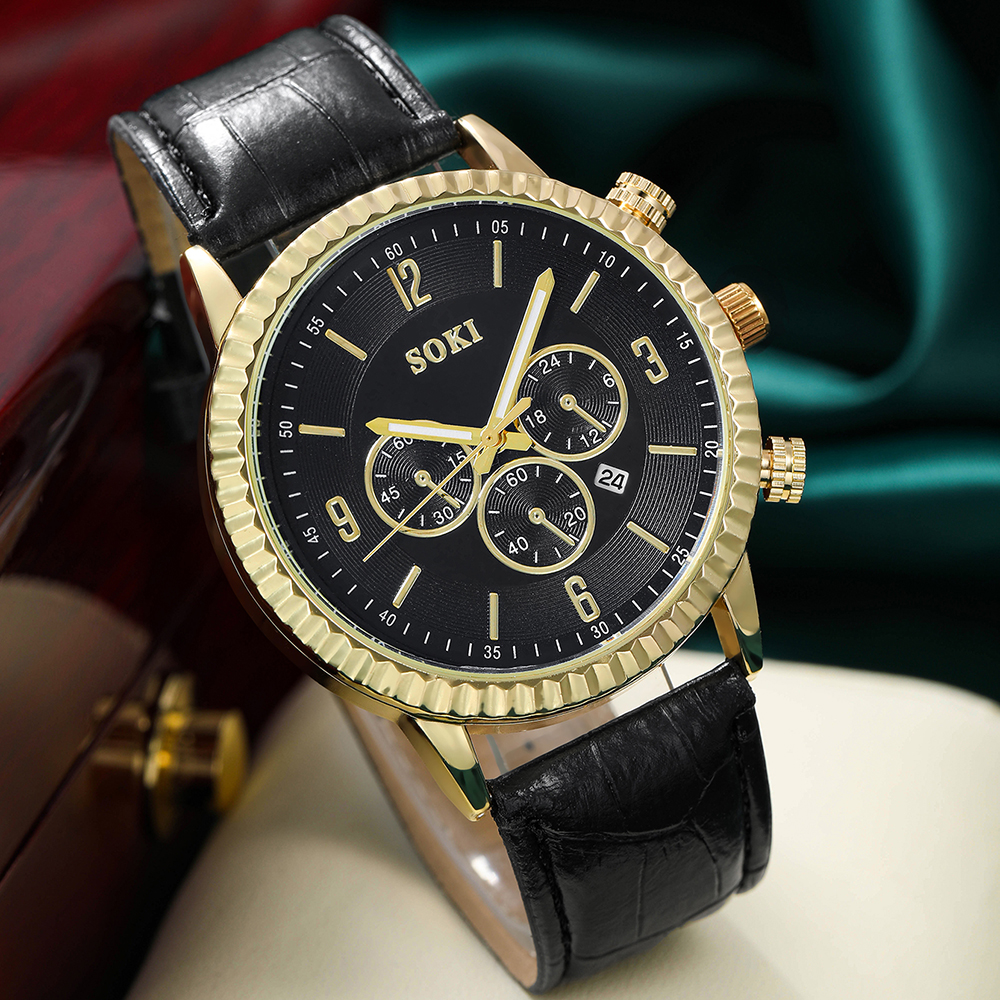 Fashion Round Buckle Quartz Menu0027s Watches