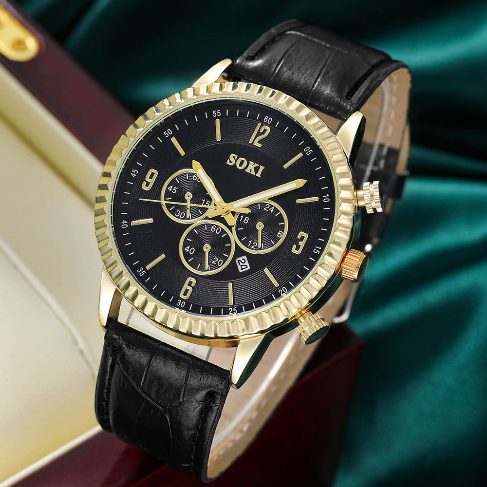 Fashion Round Buckle Quartz Menu0027s Watches