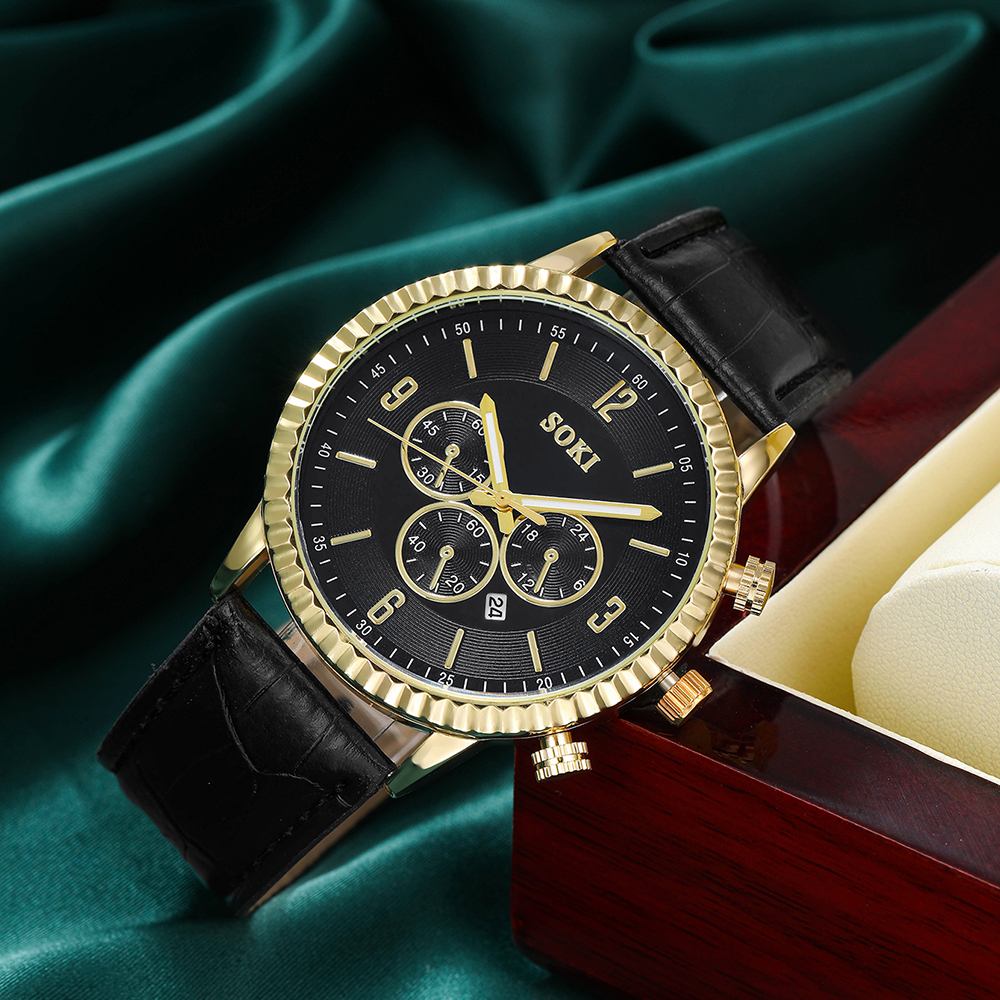 Fashion Round Buckle Quartz Menu0027s Watches