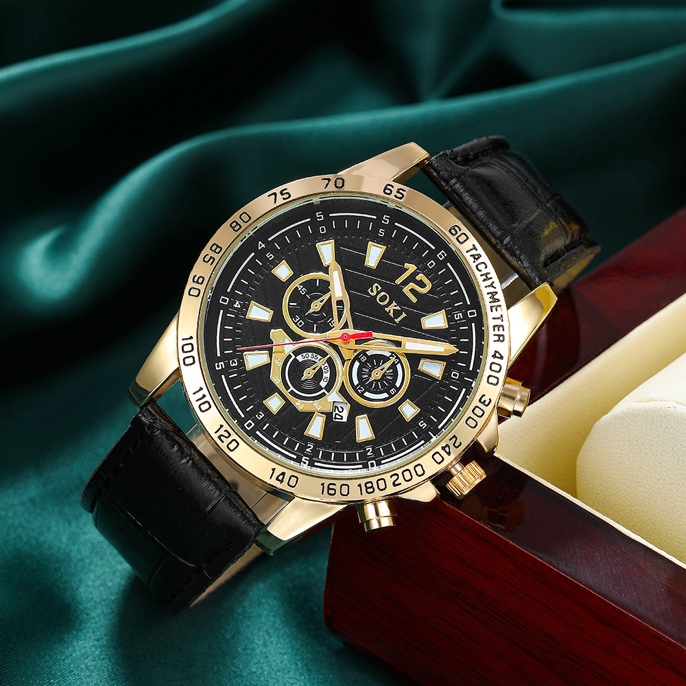 Fashion Round Buckle Quartz Menu0027s Watches
