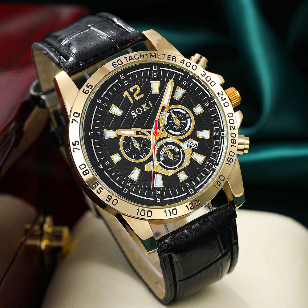Fashion Round Buckle Quartz Menu0027s Watches