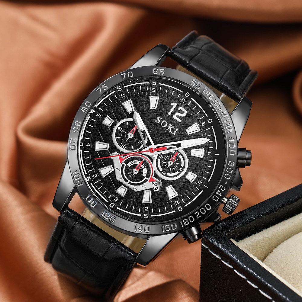 Fashion Round Buckle Quartz Menu0027s Watches