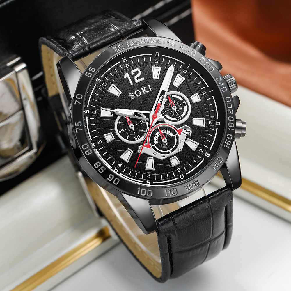 Fashion Round Buckle Quartz Menu0027s Watches