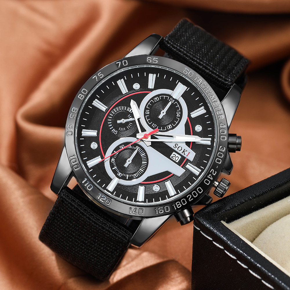 Casual Solid Color Buckle Quartz Menu0027s Watches