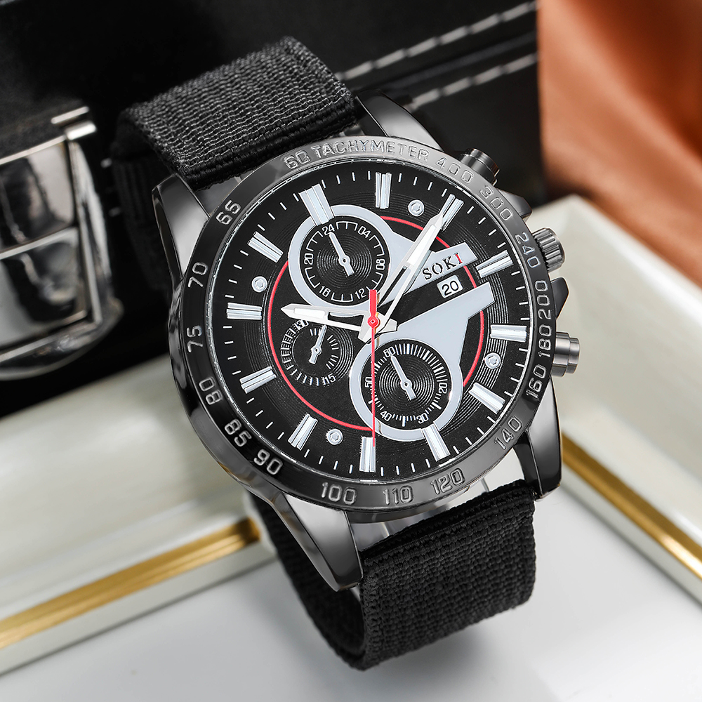 Casual Solid Color Buckle Quartz Menu0027s Watches
