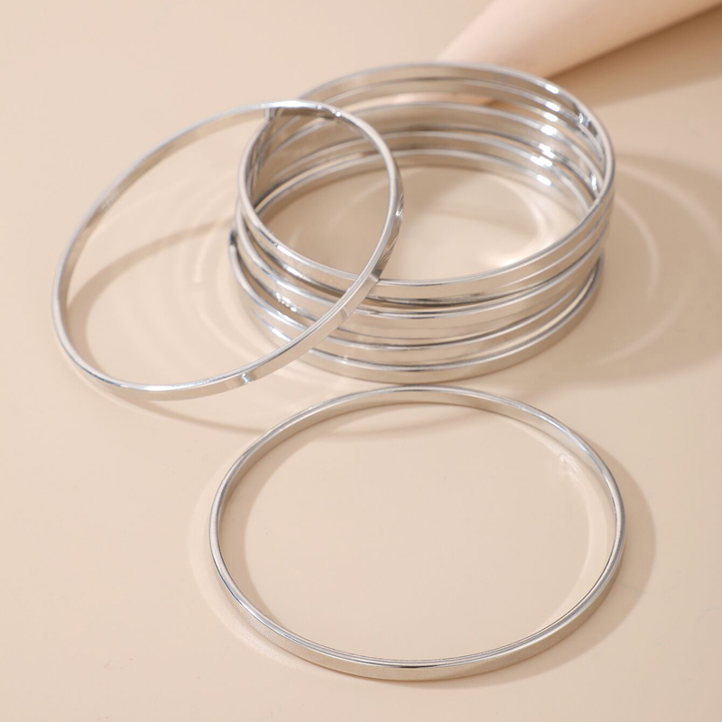 Simple Style Circle Alloy Plating Unisex Bangle 8 Pieces