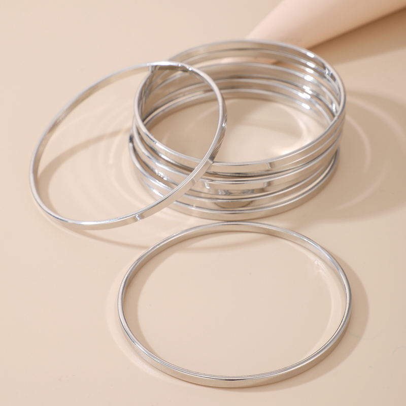 Simple Style Circle Alloy Plating Unisex Bangle 8 Pieces